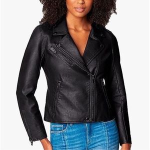 BLANKNYC Faux-Leather Moto Jacket Women's  S Full Zip Long Sleeve